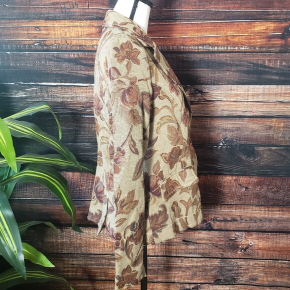 NWOT Havana Jacks Cafe Blazer 10 Tapestry Jacket Beige Floral Vintage Guatemala - Picture 6 of 11